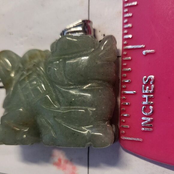 Vintage Carved Natural Green Aventurine Dragon Pendant - Picture 8 of 8
